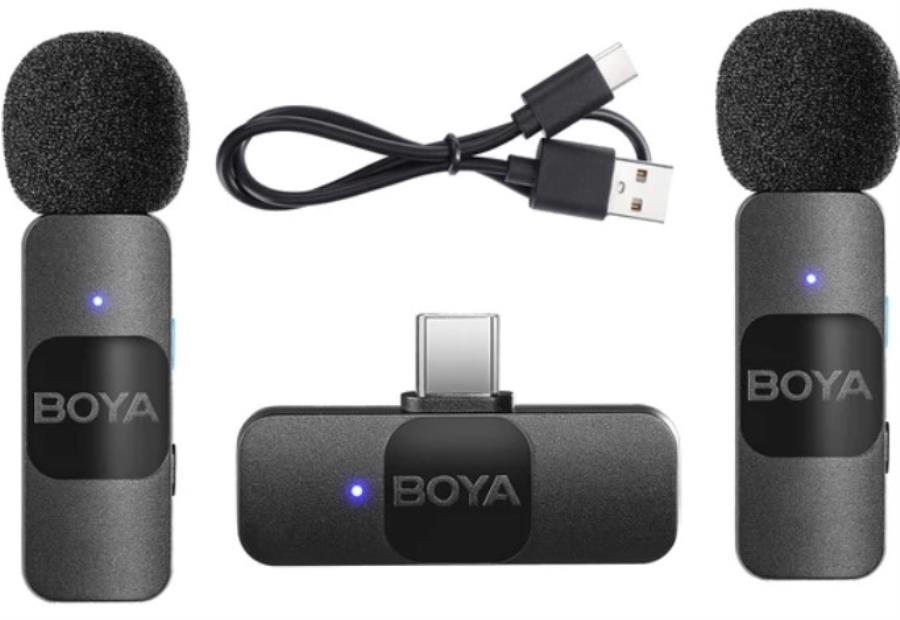 BOYA BY-V20 - Sistema de Audio Portátil: 2 Transmisores de Solapa + 1 Receptor Conector USB-C
