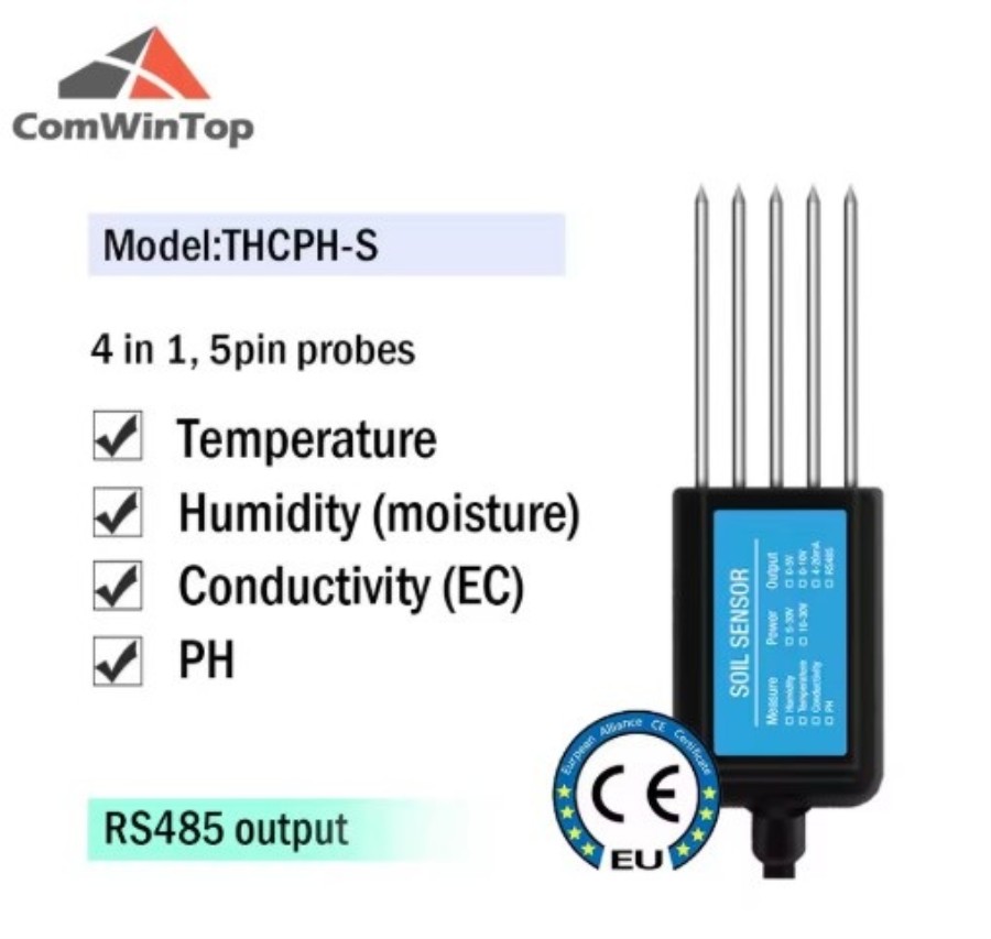 ComWinTop THCPH-S - Sensor de humidade, temperatura, condutividade e pH do solo - RS485