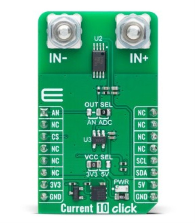 MIKROE Current 10 Click - Módulo sensor de corriente 1 Mhz y 333,33 mV/mT con salida analógica - CT455 - MIKROE-6385