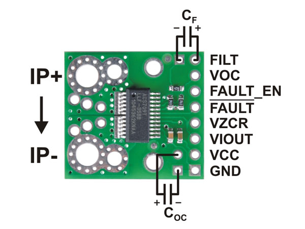 Pololu ACS709 - Capteur de Courant -75 A .. +75 A - 2199
