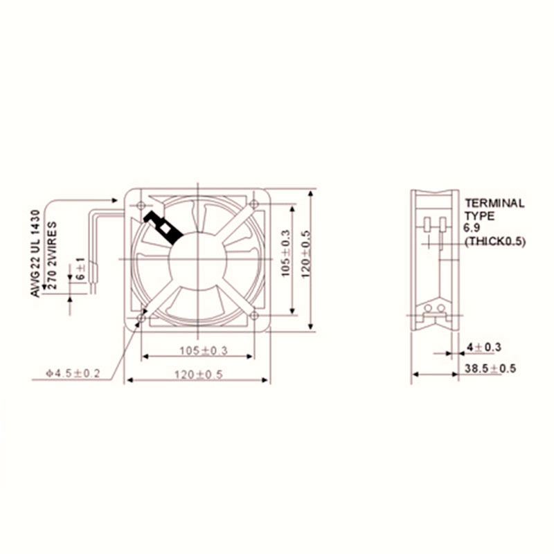 CNDF TA12038HSL-2 - Axial Fan Cap 120 x 120 x 38 mm - 220 Vac