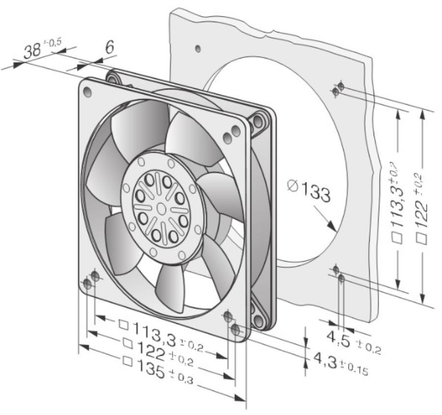 ebm-papst 5656S - Ventilateur axial à billes 135 x 135 x 38 mm - 230 Vca