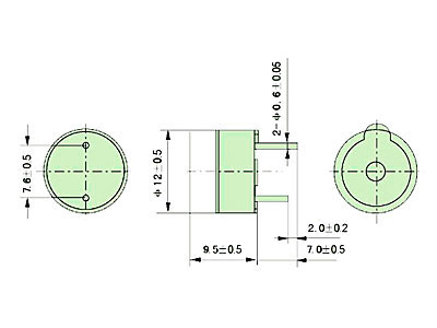 Switch Electronics 5V Piezo PCB Mount Buzzer - 14x7.8mm Continuous Tone 80dB