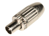Straight Cable-Mount Male Antenna Connector - 75 Ohms, Metal, 9.5 mm