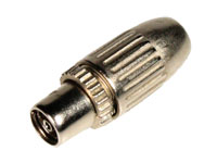Straight Cable-Mount Female Antenna Connector - 75 Ohms, Metal, 9.5 mm