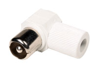 Right Angle Cable-Mount Male Antenna Connector - 75 Ohms, Plastic, 13 mm