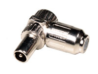 Right Angle Cable-Mount Male Antenna Connector - 75 Ohms, Metal, 9.5 mm