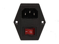 IEC 60320 C14 Male Chassis Connector with Fuse Holder and Double Light Switch