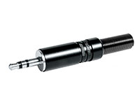 3.5 mm Jack Plug - 3 Pole Straight Cable-Mount Male - Metal-Plated - Black- Ø 6,5 mm - EQ9045/B/BLI