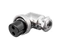 Conector Microfónico GX16 Aéreo Hembra Acodado 2 Polos
