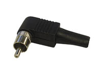 Plastic Right Angle Cable-Mount RCA Male Connector - Black - CA119