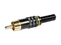 Emelec - 6MM Yellow Metal Straight Male Aerial RCA Connector - EQ9025/BY