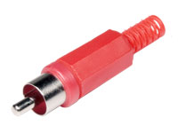 Plastic Straight Cable-Mount RCA Male Connector - Red - 10.588
