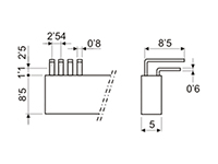 Barrette femelle à double broche angulaire - Pas 2,54 mm - 80 Pôles