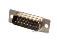 D-sub Male Connector - 15 Poles with Solder Connection - 30-15