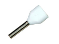 TT-205 - Double Cosse Creux Mâle Isolé 0,50 mm² L=8 mm - 100 Unités - Blanc