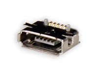 Female micro-USB-A 5 Pin Printed Circuit Board Mount Connector