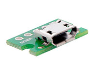 Female micro-USB-A 5 Pin Breadboard Mount Connector