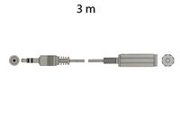 Jack 3.5 Stereo Male to Jack 3.5 Stereo Female Cable, 3 m - Golden