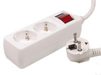 2 Socket Multi-Plug Adapter with Earthing Contact - Switch - 1.5 m Cable