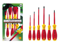 Wiha WH25477 - Set 6 Pozidriv Slotted Screwdriver - Softfinish® Electric - with VDE and GS certification