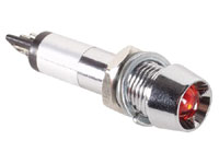 Voyant LED 8 mm 220 V Rouge - Boitier Chrome