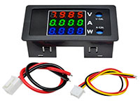 Instrumento de Panel 3 en 1: Voltímetro 0-100V DC, Amperímetro 0-10A DC y Vatímetro 0-1000W