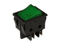 Interruptor Comutador Basculante 2P 1C - Botão Iluminado Verde