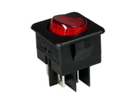 Interruptor Comutador Basculante 2P 1C - Botão Iluminado Vermelho