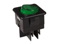 2P 1C - Two-Way Rocker Switch - Illuminated Green Button