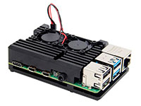 jOY-it ARMOR CASE "BLOCK ACTIVE“ - Caja Raspberry Pi 4 Negra Modelo B - Aluminio - Con Radiador y Doble Ventilador - RB-ALUcaseP4+07FAN