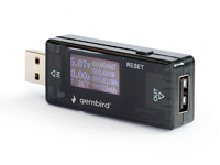 Gembird EG-EMU-03 - Medidor USB - Voltímetro e Amperímetro, Consumo Energia e Temperatura