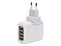 Fonte de alimentação comutada USB com 4 saídas USB - 3,1 A - 15 W - cor branca 