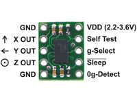 Pololu 1247 - Acelerómetro de 3 Eixos - Montado na Placa - ± 3g / ± 11g - MMA7341L